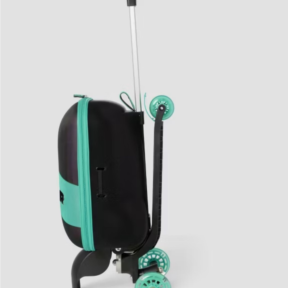Kids Black and Teal Rolling Backpack
